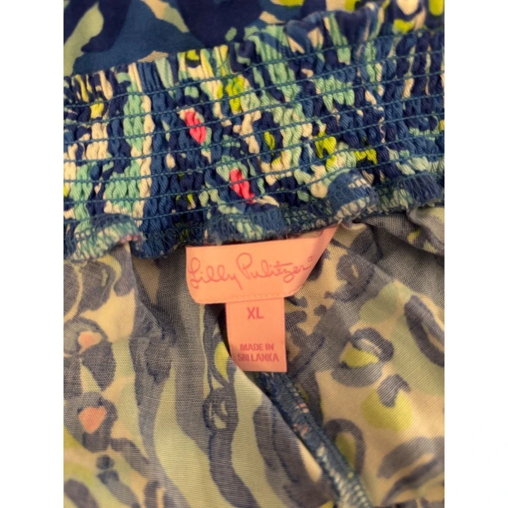 Lilly Pulitzer Dahlia Scallop Hem Shorts XL Ceviche Blue Pull On Pockets - Picture 2 of 5